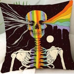 Decorative Pillow Case "Rainbow skull Moon"
